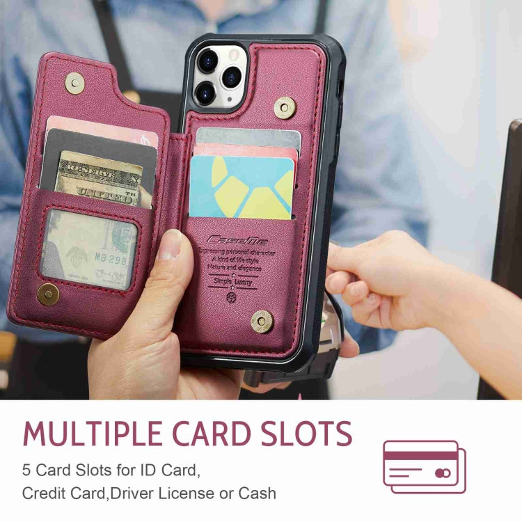 For iPhone 11 Pro Max CaseMe C22 Card Slots Holder RFID Anti-theft Phone Case(Wine Red) - free shipping - PMC Jewellery - Order now!