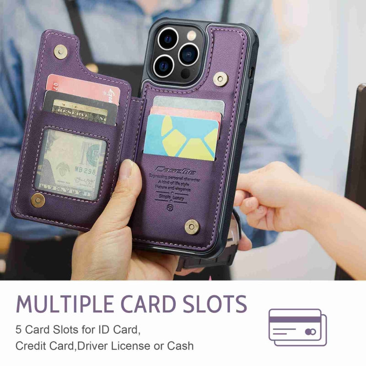 For iPhone 13 Pro Max CaseMe C22 Card Slots Holder RFID Anti-theft Phone Case(Purple) - free shipping - PMC Jewellery - Order now!