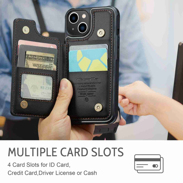 For iPhone 14 CaseMe C22 Card Slots Holder RFID Anti-theft Phone Case(Black) - free shipping - PMC Jewellery - Order now!