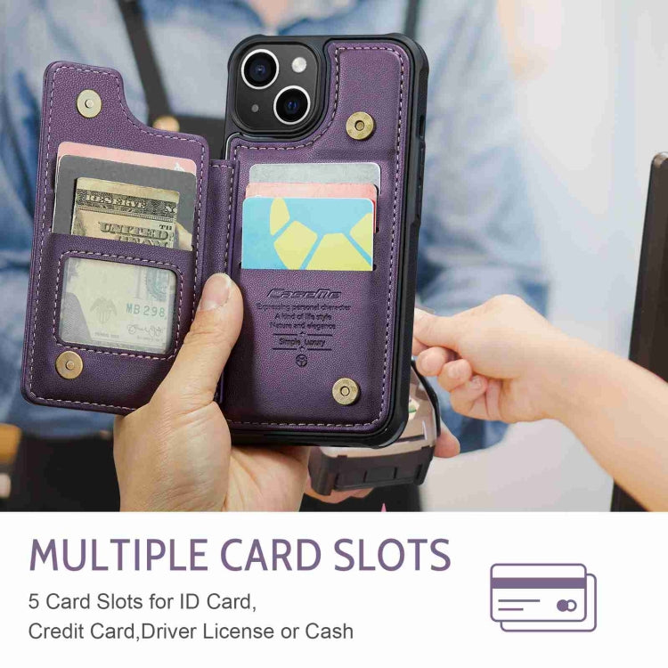 For iPhone 14 Plus CaseMe C22 Card Slots Holder RFID Anti-theft Phone Case(Purple) - free shipping - PMC Jewellery - Order now!