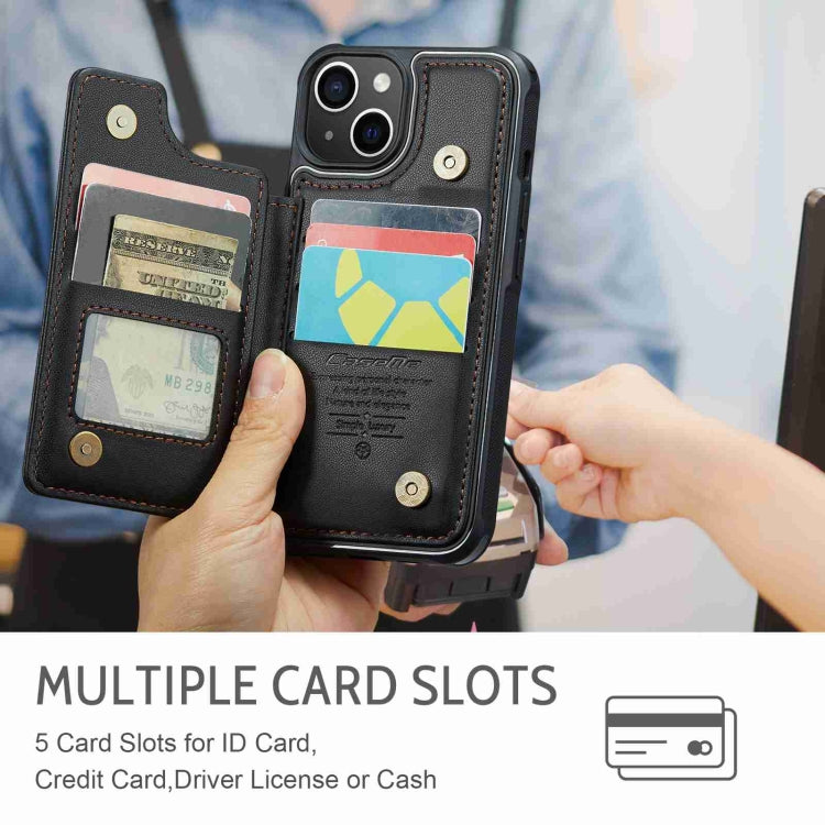 For iPhone 14 Plus CaseMe C22 Card Slots Holder RFID Anti-theft Phone Case(Black) - free shipping - PMC Jewellery - Order now!
