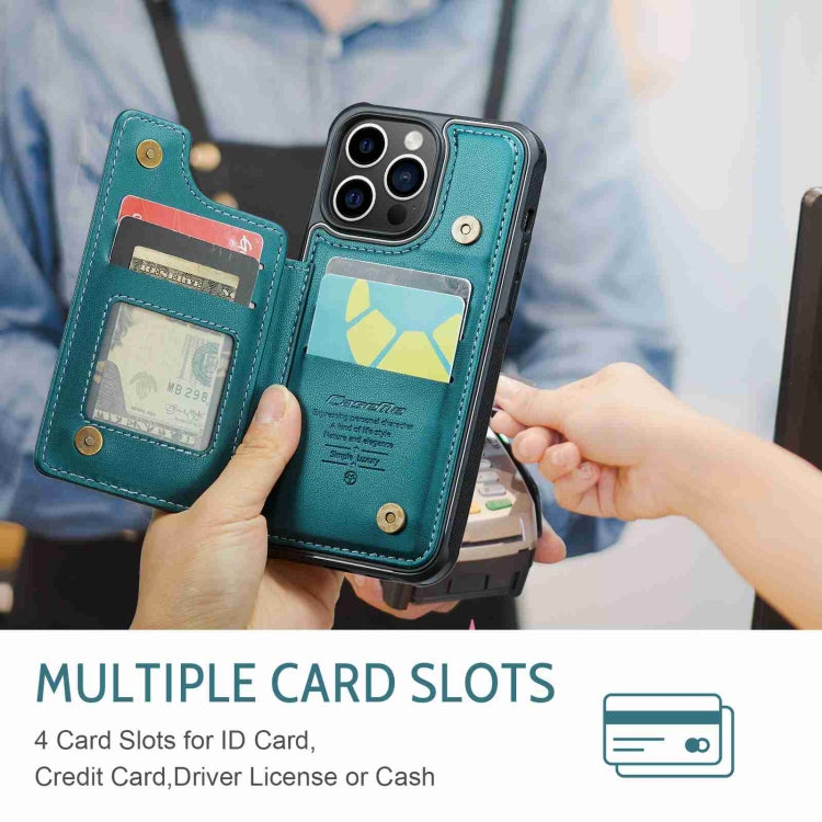 For iPhone 14 Pro CaseMe C22 Card Slots Holder RFID Anti-theft Phone Case(Blue Green) - iPhone 14 Pro Cases by CaseMe | Online Shopping South Africa | PMC Jewellery | Buy Now Pay Later Mobicred