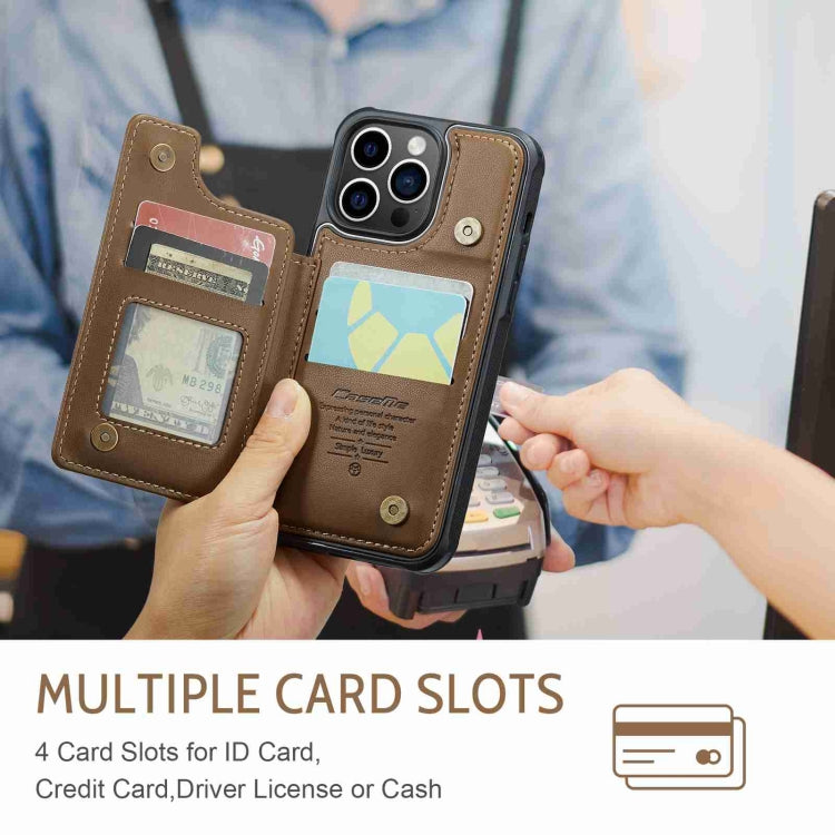 For iPhone 14 Pro CaseMe C22 Card Slots Holder RFID Anti-theft Phone Case(Brown) - iPhone 14 Pro Cases by CaseMe | Online Shopping South Africa | PMC Jewellery | Buy Now Pay Later Mobicred