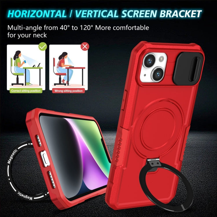 For iPhone 14 Sliding Camshield Magsafe Holder TPU Hybrid PC Phone Case(Red) - iPhone 14 Cases by PMC TechLife | Online Shopping South Africa | PMC TechLife