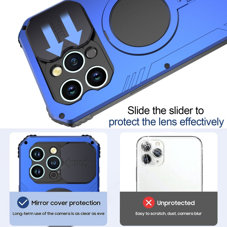 For iPhone 15 Pro Max Camera Shield MagSafe Holder Life Waterproof Phone Case(Blue) - iPhone 15 Pro Max Cases by PMC TechLife | Online Shopping South Africa | PMC TechLife