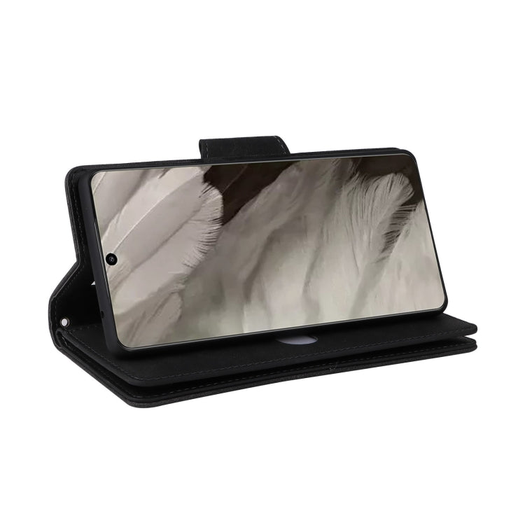 For Google Pixel 8 Rivet Buckle 9 Cards Three Fold Leather Phone Case(Black) - Google Cases by PMC TechLife | Online Shopping South Africa | PMC TechLife | Buy Now Pay Later Mobicred