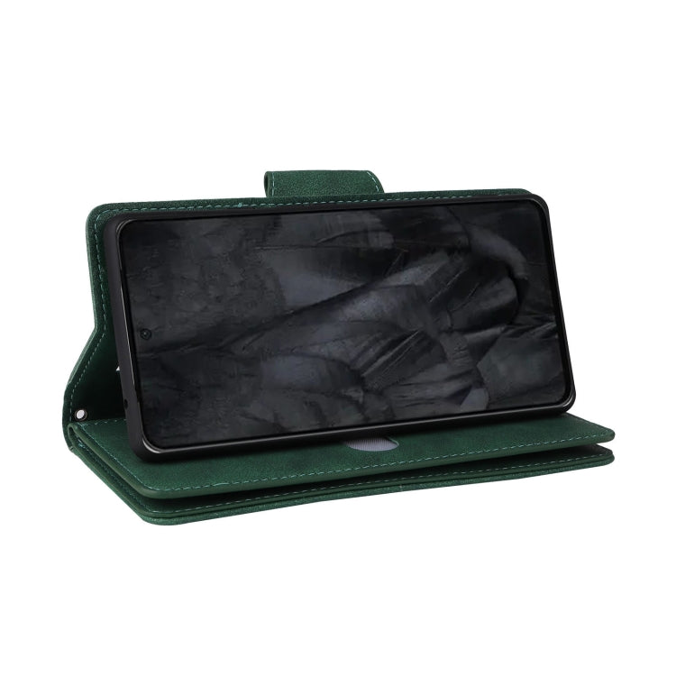 For Google Pixel 8 Pro Rivet Buckle 9 Cards Three Fold Leather Phone Case(Green) - Google Cases by PMC TechLife | Online Shopping South Africa | PMC TechLife | Buy Now Pay Later Mobicred