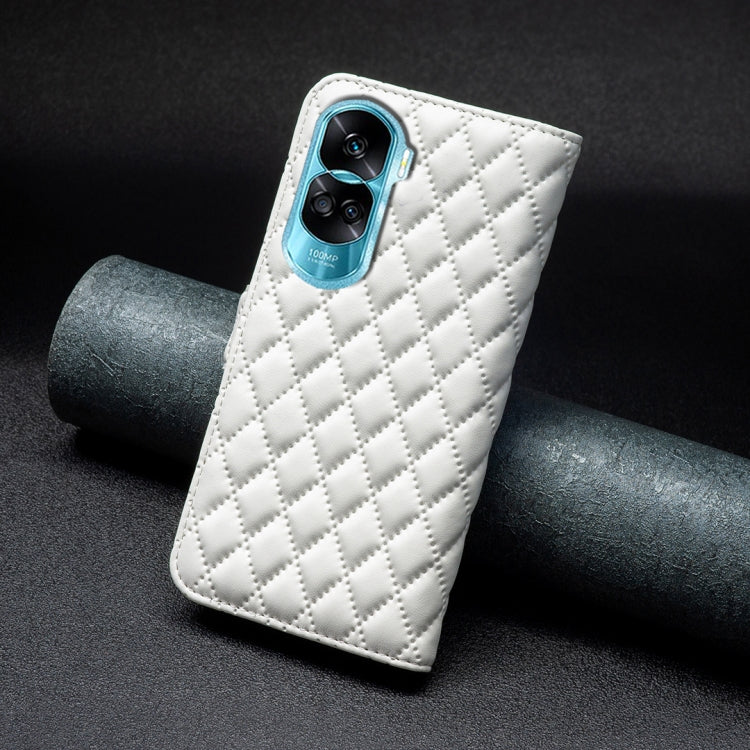 For Honor 90 Lite/X50i Diamond Lattice Wallet Flip Leather Phone Case(White) - Honor Cases by PMC TechLife | Online Shopping South Africa | PMC TechLife | Buy Now Pay Later Mobicred
