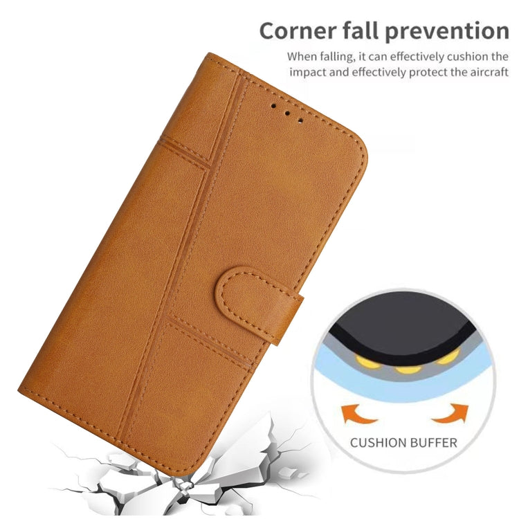 For Motorola Moto G Play 5G 2024 Stitching Calf Texture Buckle Leather Phone Case(Yellow) - Motorola Cases by PMC Jewellery | Online Shopping South Africa | PMC Jewellery | Buy Now Pay Later Mobicred