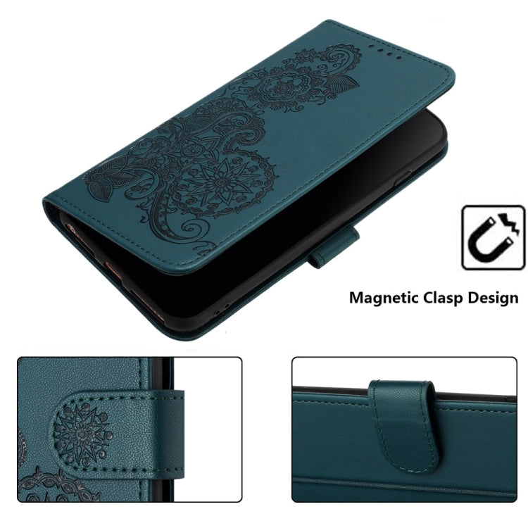 For Motorola Edge 5G 2024 Datura Flower Embossed Flip Leather Phone Case(Dark Green) - Motorola Cases by PMC Jewellery | Online Shopping South Africa | PMC Jewellery | Buy Now Pay Later Mobicred