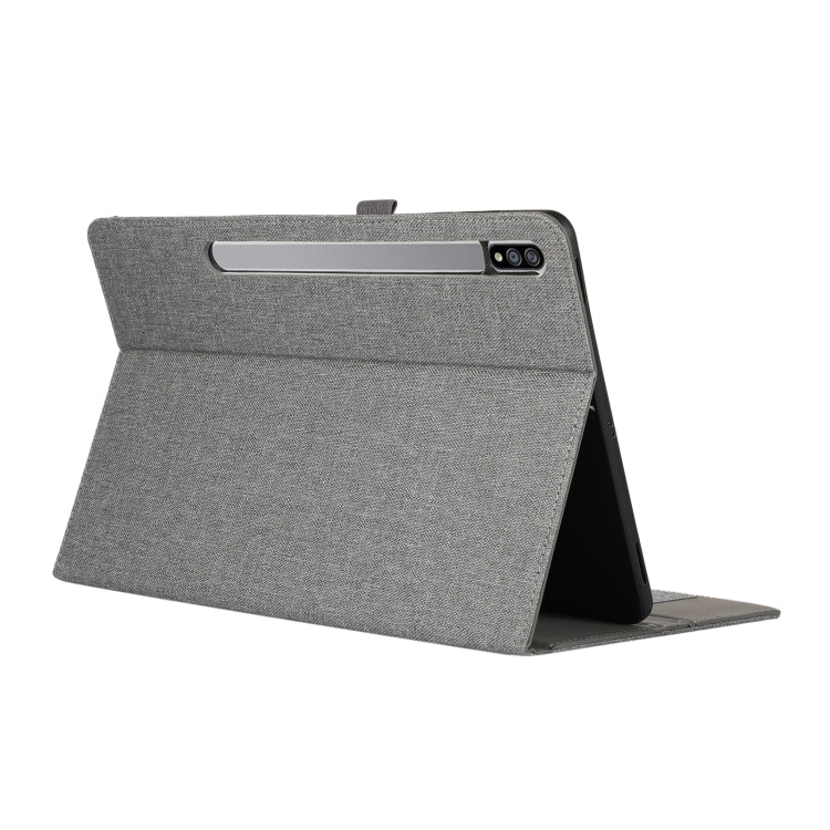 For Samsung Galaxy Tab S10 FE / S9 FE Fabric Texture Horizontal Flip Leather Tablet Case(Grey) - Other Galaxy Tab PC by PMC Jewellery | Online Shopping South Africa | PMC Jewellery | Buy Now Pay Later Mobicred