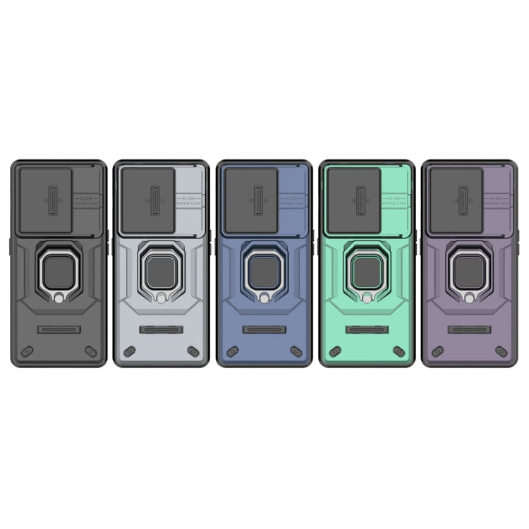 For OnePlus 11R 5G Sliding Camshield TPU + PC Shockproof Phone Case with Holder(Green) - OnePlus Cases by PMC TechLife | Online Shopping South Africa | PMC TechLife | Buy Now Pay Later Mobicred