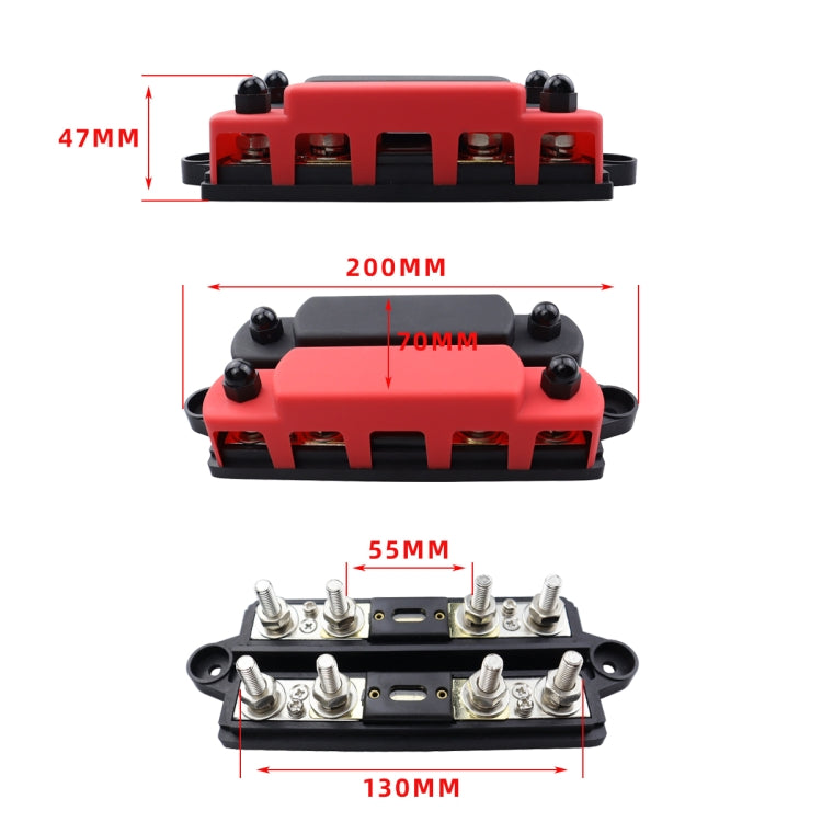 CP-4127 RV / Yacht M8 4-stud Double Row Busbar(Red Black) - Fuse by PMC TechLife | Online Shopping South Africa | PMC TechLife | Buy Now Pay Later Mobicred