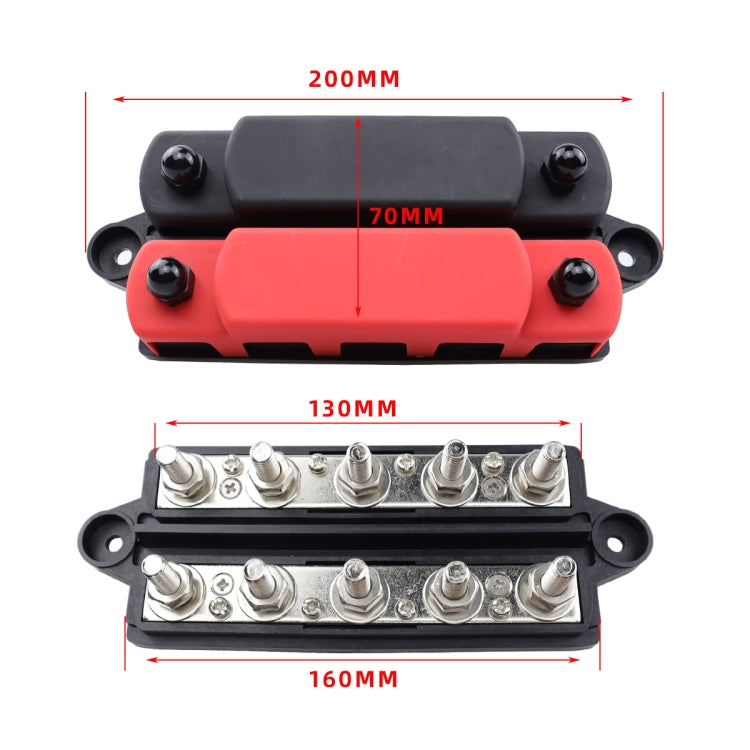 CP-4132 RV / Yacht M6 5-stud Double Row Busbar(Red Black) - Fuse by PMC TechLife | Online Shopping South Africa | PMC TechLife | Buy Now Pay Later Mobicred