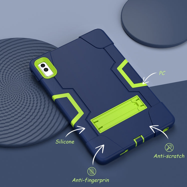 For Lenovo Tab M10 5G 10.6 inch Contrast Color Silicone PC Tablete Case with Holder(Navy Blue + Green) - Lenovo by PMC TechLife | Online Shopping South Africa | PMC TechLife | Buy Now Pay Later Mobicred