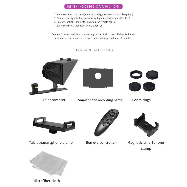 FEELWORLD TP13A Wide Angle Teleprompter for 11 inch Smartphones / Tablets Prompting Smartphone DSLR Recording APP Remote Control(Black) - free shipping - PMC TechLife - Order now!