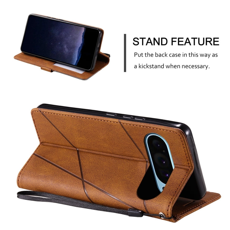 For Google Pixel 9 Pro Skin Feel Splicing Leather Phone Case(Brown) - Google Cases by PMC TechLife | Online Shopping South Africa | PMC TechLife | Buy Now Pay Later Mobicred