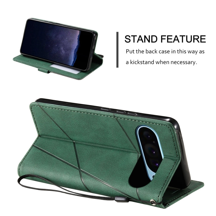 For Google Pixel 9 Pro Skin Feel Splicing Leather Phone Case(Green) - free shipping - PMC TechLife - Order now!