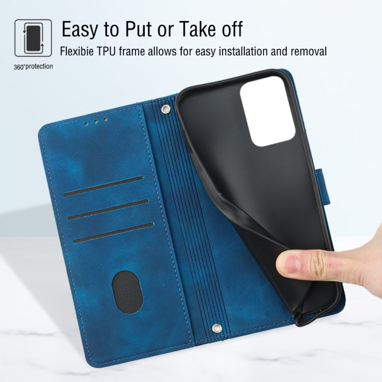For Motorola Moto G Play 4G 2024 Skin Feel Embossed Leather Phone Case(Blue) - Motorola Cases by PMC Jewellery | Online Shopping South Africa | PMC Jewellery | Buy Now Pay Later Mobicred