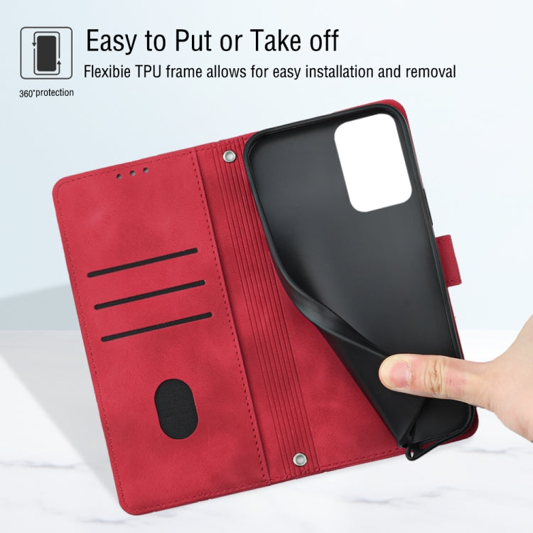 For Motorola Moto G Play 4G 2024 Skin Feel Embossed Leather Phone Case(Red) - Motorola Cases by PMC Jewellery | Online Shopping South Africa | PMC Jewellery | Buy Now Pay Later Mobicred