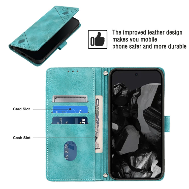 For Google Pixel 9 Pro XL Skin-feel Embossed Leather Phone Case(Green) - Google Cases by PMC TechLife | Online Shopping South Africa | PMC TechLife | Buy Now Pay Later Mobicred