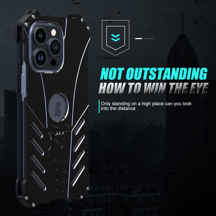 For iPhone 15 Plus R-JUST Batman Hollow Metal Phone Protective Case(Black) - free shipping - PMC TechLife - Order now!
