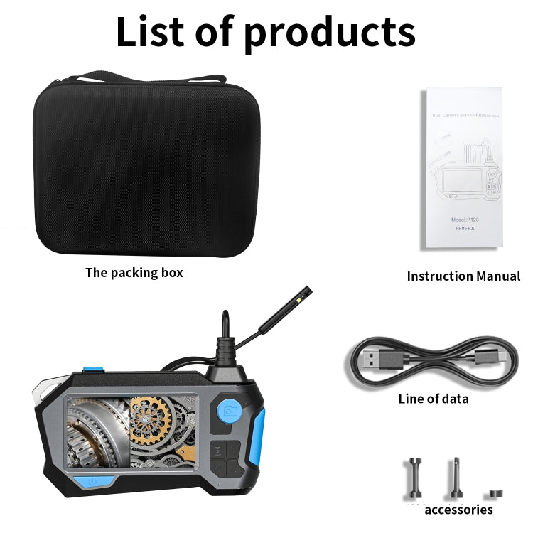 P120 Rotatable 8mm Dual Lenses Industrial Endoscope with Screen, 9mm Tail Pipe Diameter, Spec:2m Tube - by PMC TechLife | Online Shopping South Africa | PMC TechLife | Buy Now Pay Later Mobicred