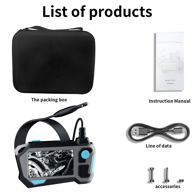 P120 Rotatable 8mm Dual Lenses Industrial Endoscope with Screen, 16mm Tail Pipe Diameter, Spec:2m Tube - by PMC TechLife | Online Shopping South Africa | PMC TechLife | Buy Now Pay Later Mobicred