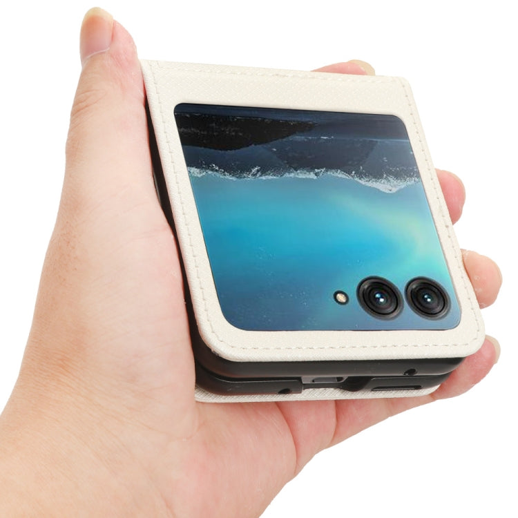 For Motorola Razr 40 Ultra Diamond Texture Leather Phone Case(White) - Motorola Cases by PMC TechLife | Online Shopping South Africa | PMC TechLife | Buy Now Pay Later Mobicred