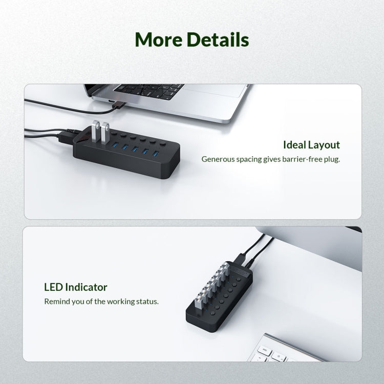 ORICO CT2U3-13AB Plastic Stripes 13 Ports USB 3.0 HUB with Individual Switches, Plug:EU Plug(White) - free shipping - PMC Jewellery - Order now!