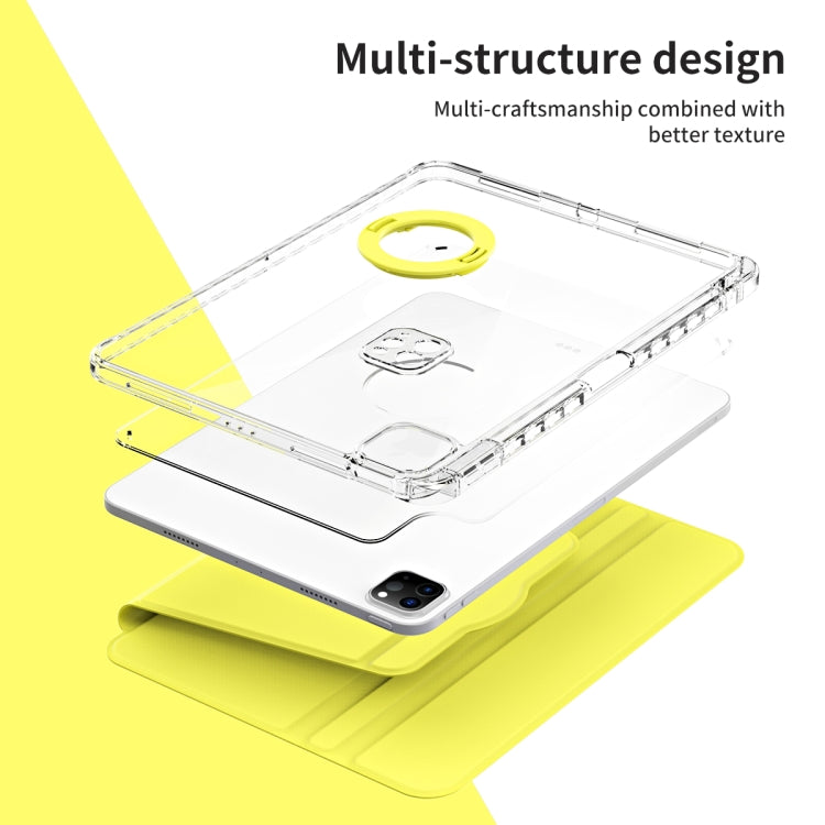For iPad Air 13 2025 / 2024 360 Rotation Detachable Clear Acrylic Leather Tablet Case(Yellow) - iPad Pro 12.9 (2022/2021) Cases by PMC TechLife | Online Shopping South Africa | PMC TechLife | Buy Now Pay Later Mobicred