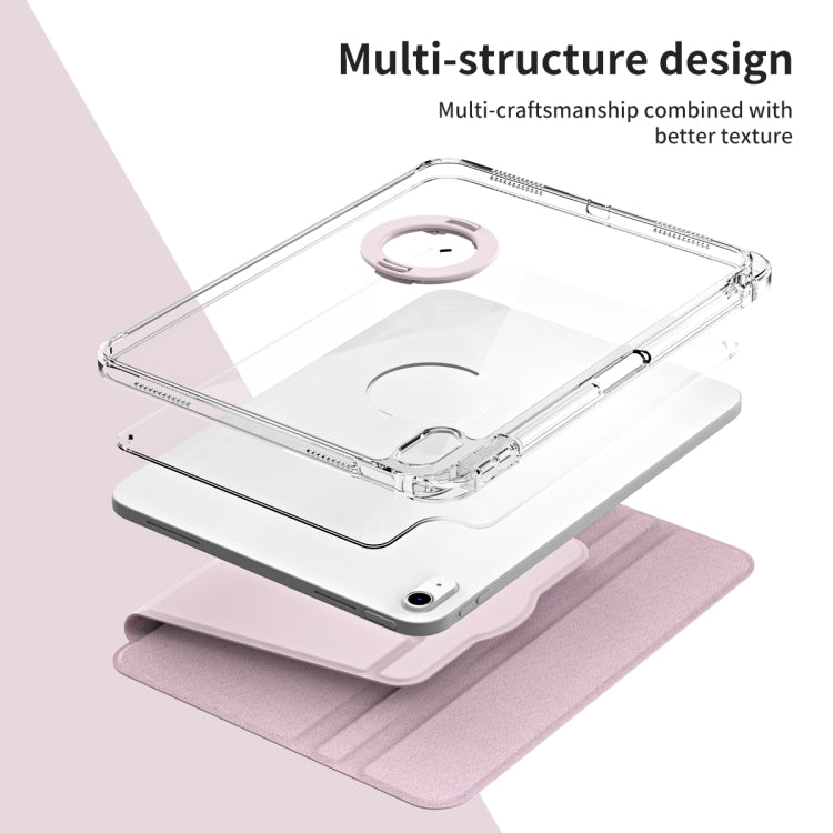 For iPad Air 11 2024 360 Rotation Detachable Clear Acrylic Leather Tablet Case(Pink) - iPad Air 11 2024 Cases by PMC TechLife | Online Shopping South Africa | PMC TechLife | Buy Now Pay Later Mobicred
