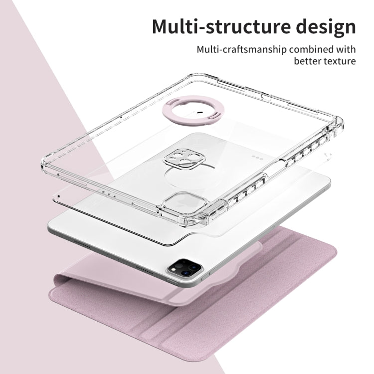 For iPad Pro 13 2024 360 Rotation Detachable Clear Acrylic Leather Tablet Case(Pink) - iPad Pro 13 2024 Cases by PMC TechLife | Online Shopping South Africa | PMC TechLife | Buy Now Pay Later Mobicred
