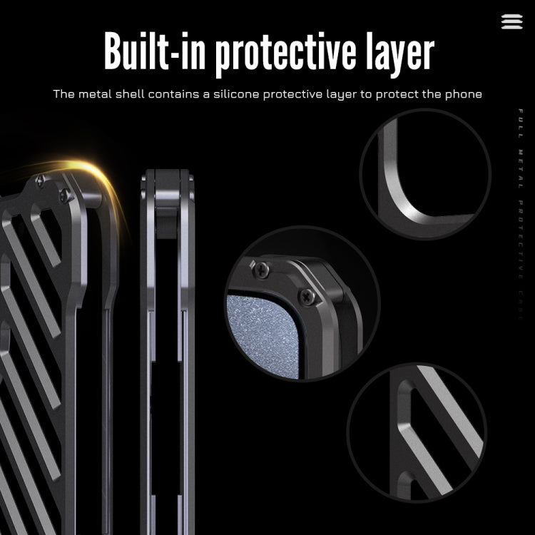 For iPhone 15 R-JUST RJ-50 Hollow Breathable Armor Metal Phone Case(Space Grey) - iPhone 15 Cases by R-JUST | Online Shopping South Africa | PMC TechLife | Buy Now Pay Later Mobicred