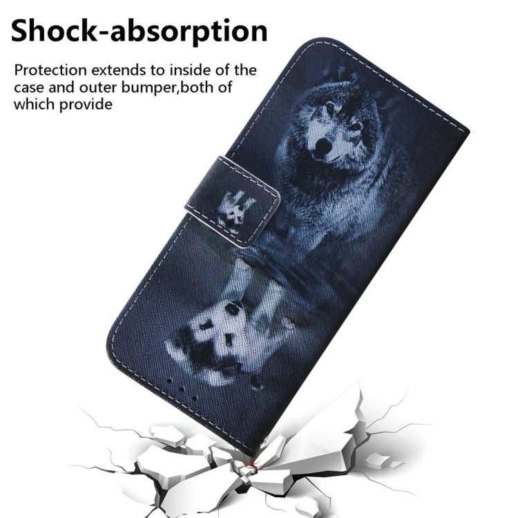 For Motorola Edge 2024 Coloured Drawing Flip Leather Phone Case(Wolf and Dog) - Motorola Cases by PMC Jewellery | Online Shopping South Africa | PMC Jewellery | Buy Now Pay Later Mobicred