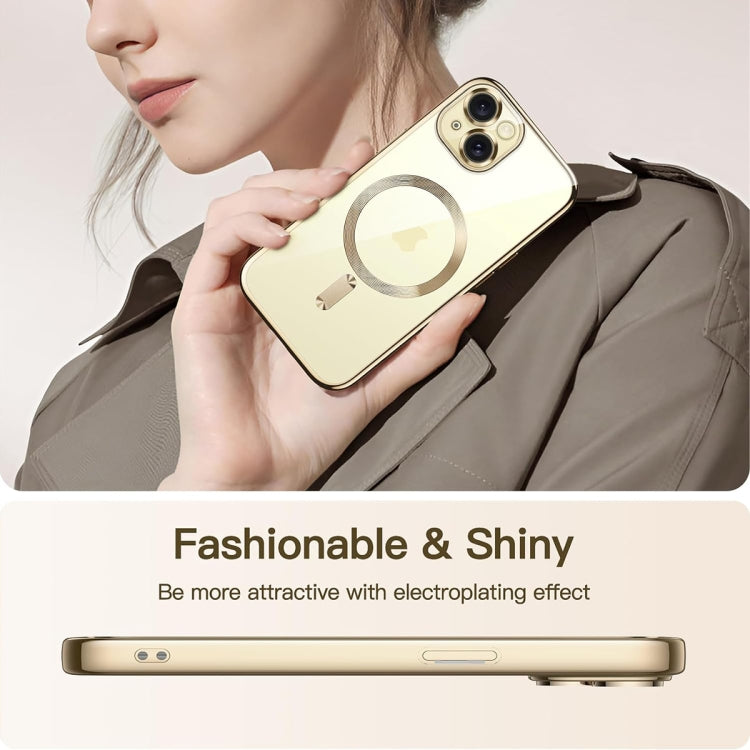 For iPhone 15 Magsafe Magnetic Transparent Electroplated TPU Phone Case(Gold) - iPhone 15 Cases by PMC TechLife | Online Shopping South Africa | PMC TechLife