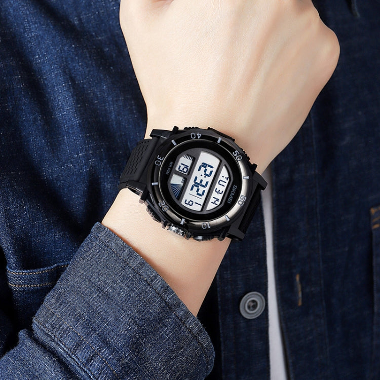 SKMEI 2099 Multifunctional Men Outdoor 50M Waterproof Luminous Digital Wrist Watch(Black+White) - free shipping - PMC TechLife - Order now!