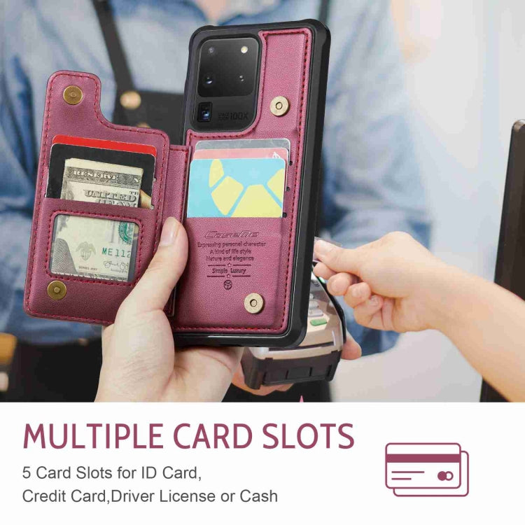 For Samsung Galaxy S20 Ultra CaseMe C22 Card Slots Holder RFID Anti-theft Phone Case(Wine Red) - free shipping - PMC Jewellery - Order now!
