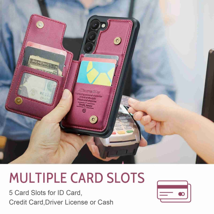 For Samsung Galaxy S23+ 5G CaseMe C22 Card Slots Holder RFID Anti-theft Phone Case(Wine Red) - free shipping - PMC Jewellery - Order now!