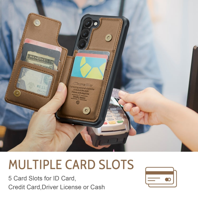 For Samsung Galaxy S23+ 5G CaseMe C22 Card Slots Holder RFID Anti-theft Phone Case(Brown) - free shipping - PMC Jewellery - Order now!