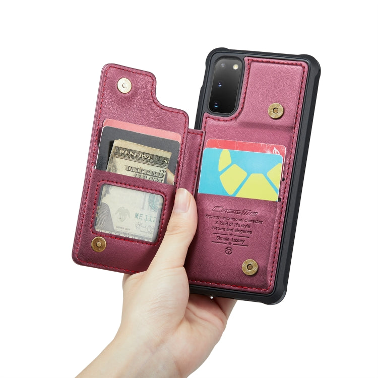 For Samsung Galaxy S20 CaseMe C22 Card Slots Holder RFID Anti-theft Phone Case(Wine Red) - free shipping - PMC Jewellery - Order now!