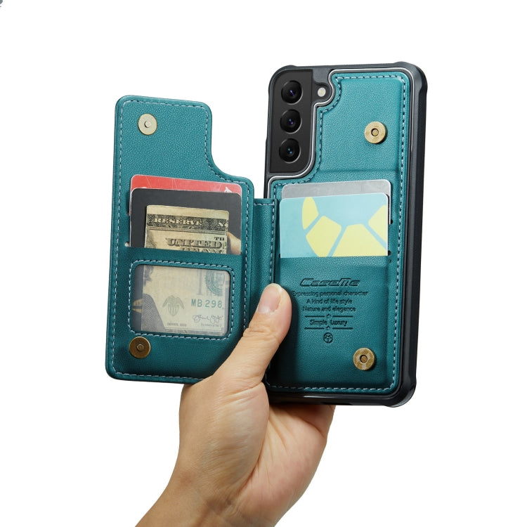 For Samsung Galaxy S21 5G CaseMe C22 Card Slots Holder RFID Anti-theft Phone Case(Blue Green) - free shipping - PMC Jewellery - Order now!