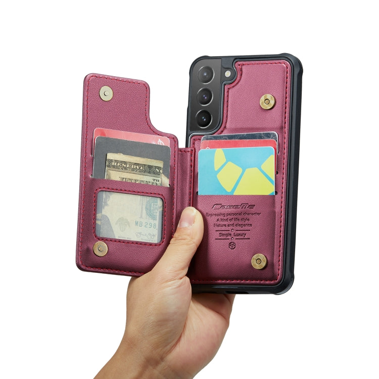 For Samsung Galaxy S21+ 5G CaseMe C22 Card Slots Holder RFID Anti-theft Phone Case(Wine Red) - free shipping - PMC Jewellery - Order now!