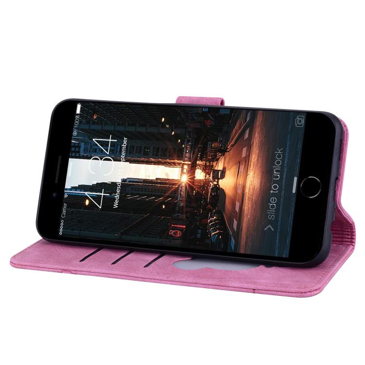 For iPhone 16e Cartoon Sakura Cat Embossed Leather Phone Case(Rose Red) - iPhone 16e Cases by PMC TechLife | Online Shopping South Africa | PMC TechLife | Buy Now Pay Later Mobicred