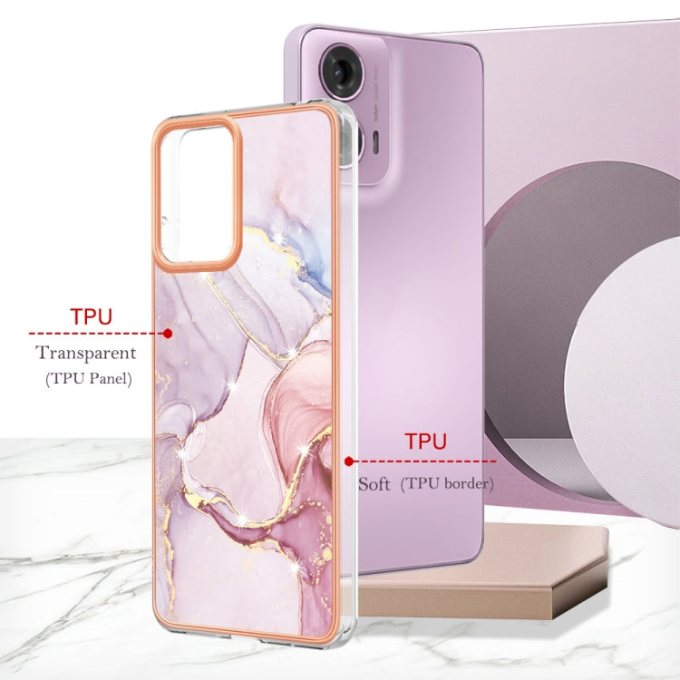 For Motorola Moto G24 4G / G04 4G Electroplating Marble Dual-side IMD Phone Case(Rose Gold 005) - Motorola Cases by PMC TechLife | Online Shopping South Africa | PMC TechLife | Buy Now Pay Later Mobicred