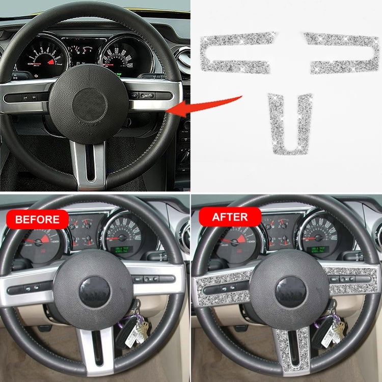 For Ford Mustang 2005-2009 3 in 1 Car Steering Wheel Diamond Decorative Sticker, Left Drive - Car Interior Mouldings by PMC TechLife | Online Shopping South Africa | PMC TechLife | Buy Now Pay Later Mobicred