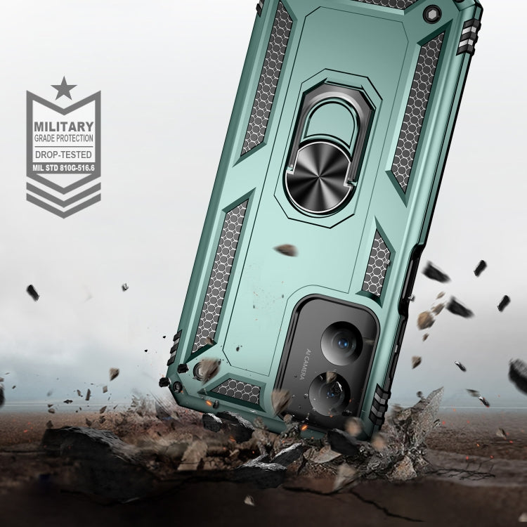 For Motorola Moto G Play 4G 2024 Shockproof TPU + PC Phone Case with Holder(Dark Green) - Motorola Cases by PMC Jewellery | Online Shopping South Africa | PMC Jewellery | Buy Now Pay Later Mobicred