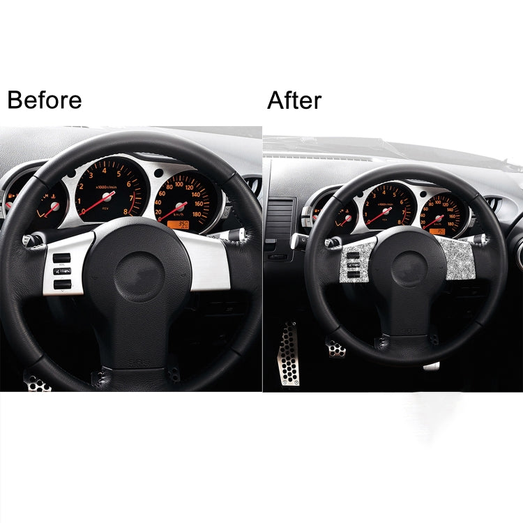 For Nissan 350Z 2003-2009 2pcs Car Steering Wheel Button Frame C Diamond Sticker,Left and Right Drive Universal - Car Interior Mouldings by PMC TechLife | Online Shopping South Africa | PMC TechLife | Buy Now Pay Later Mobicred