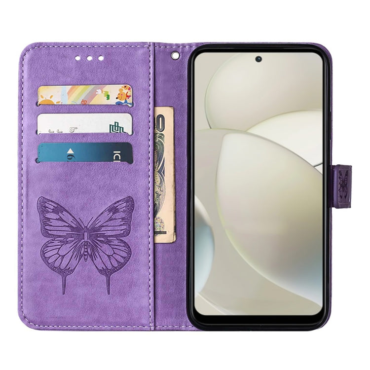 For Motorola Moto G Power 5G 2024 Embossed Butterfly Leather Phone Case(Purple) - free shipping - PMC Jewellery - Order now!