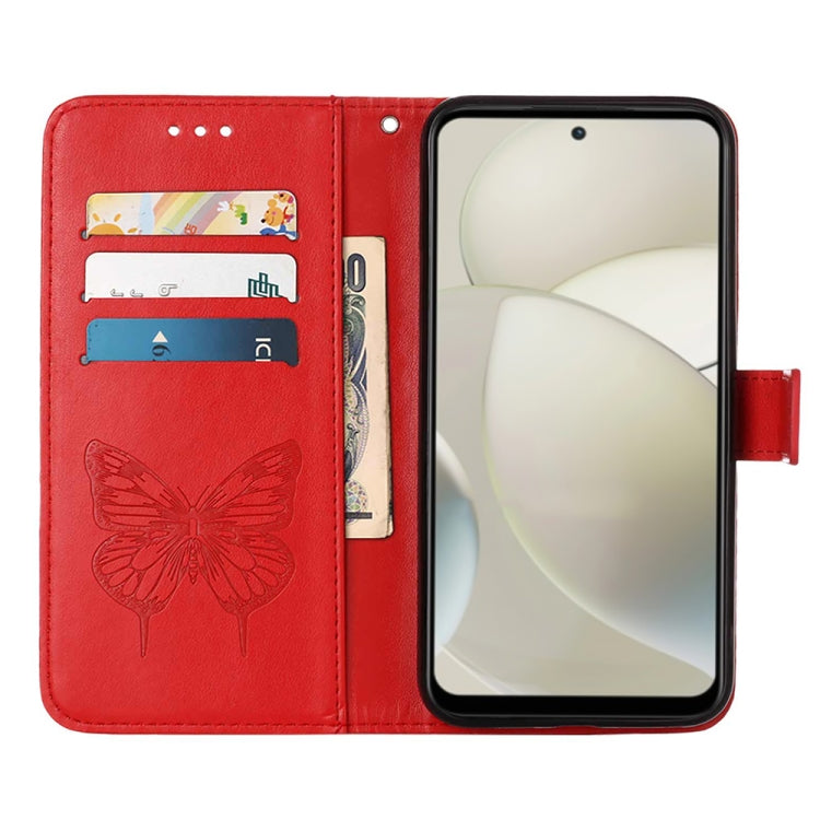 For Motorola Moto G Power 5G 2024 Embossed Butterfly Leather Phone Case(Red) - Motorola Cases by PMC Jewellery | Online Shopping South Africa | PMC Jewellery | Buy Now Pay Later Mobicred
